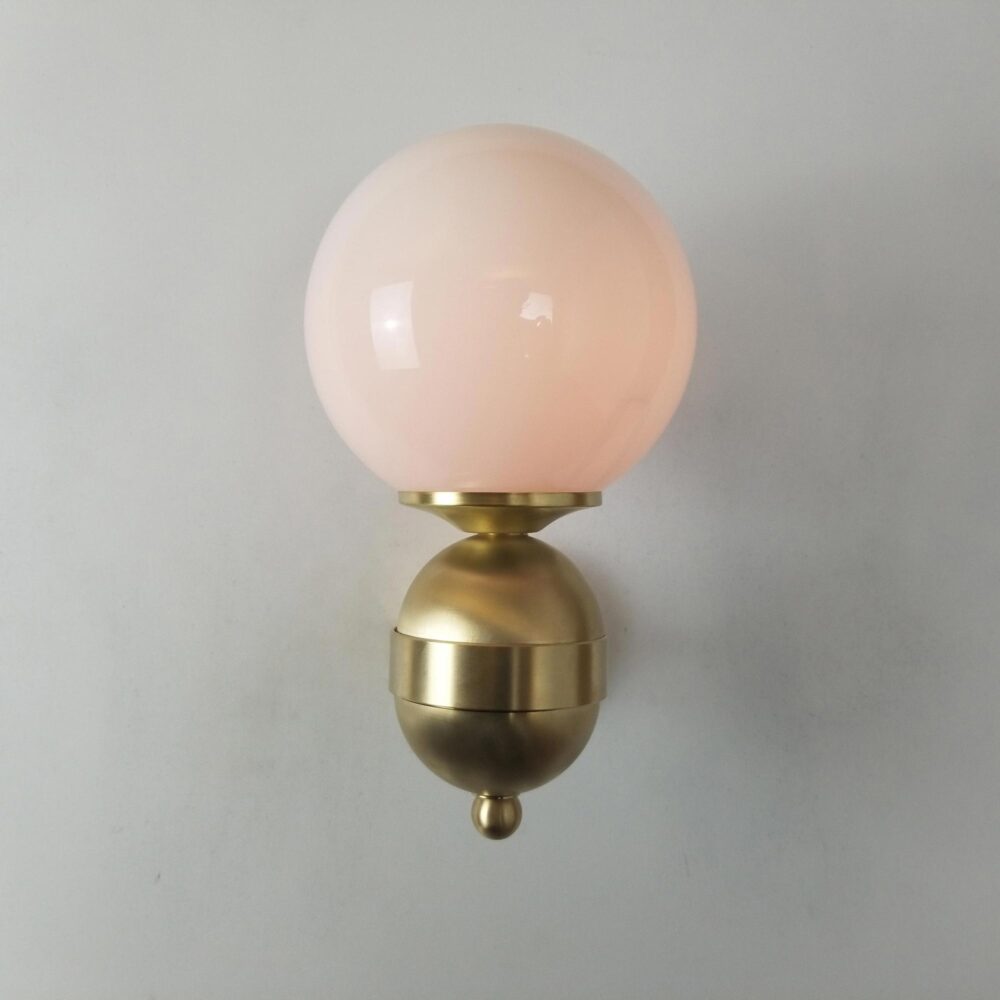 Opal Glass Globe Wall Light Brass Lighting
