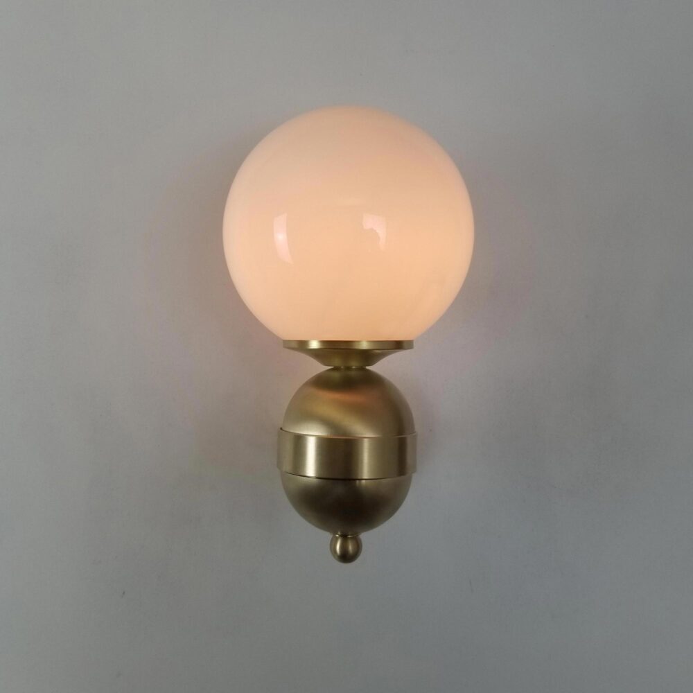 Opal Glass Globe Wall Light Brass Lighting