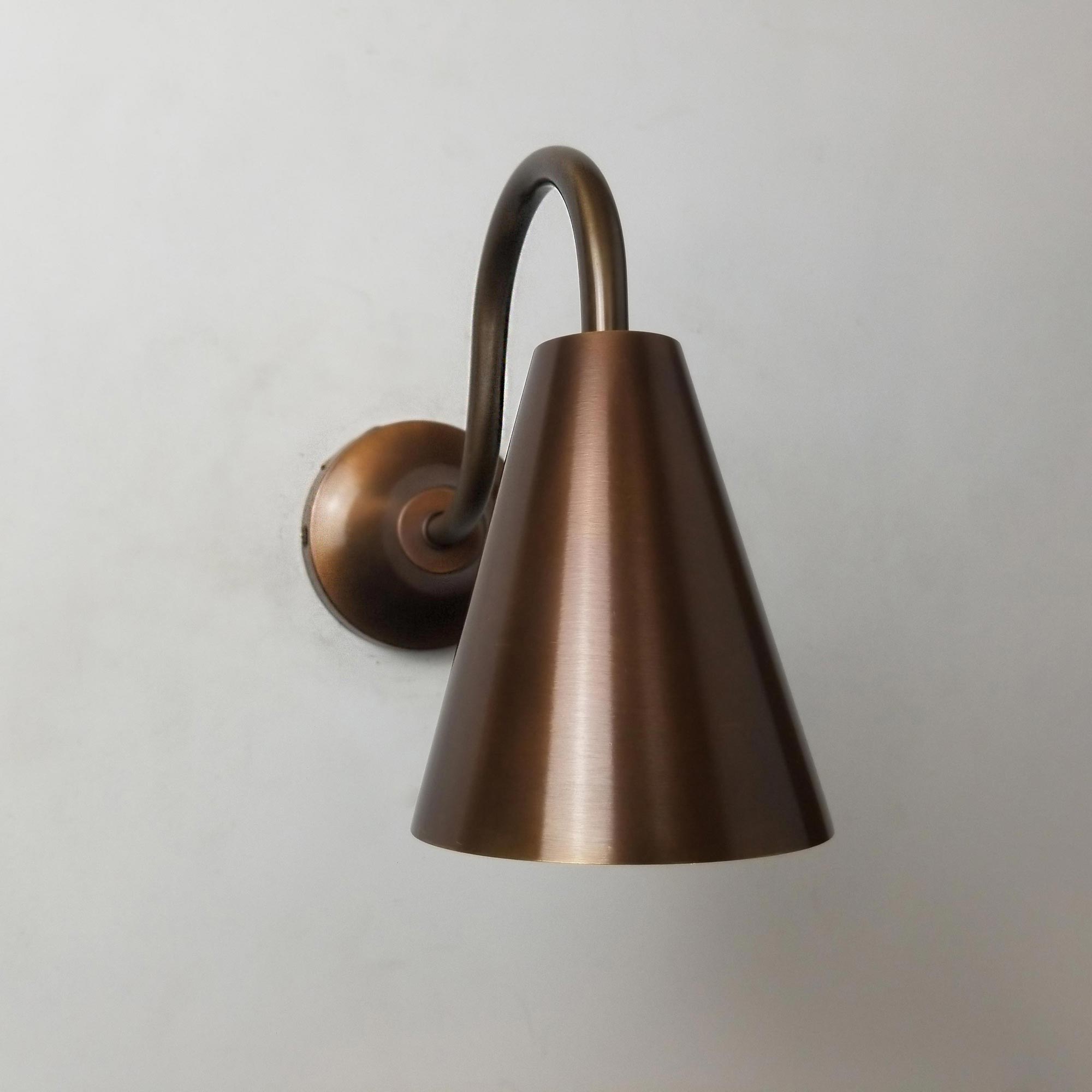 Swan Neck Brass Cone Wall Light - E2 Contract Lighting