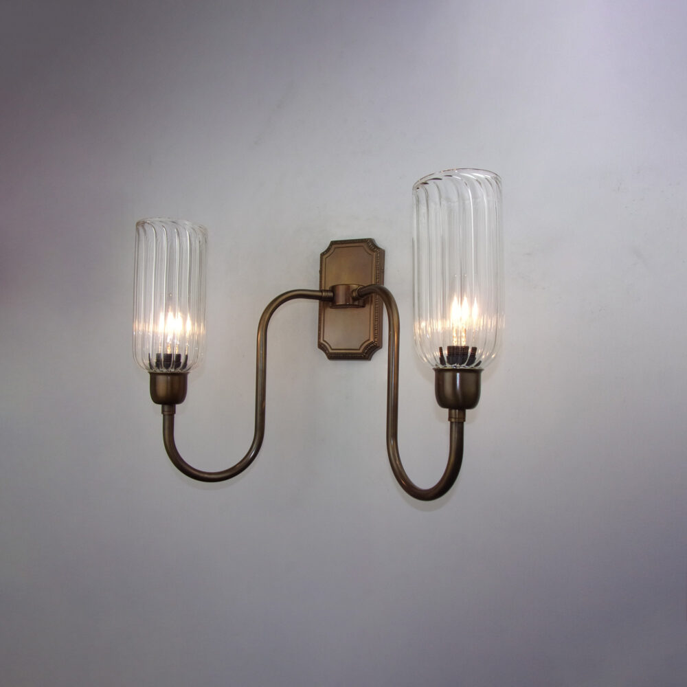 Twin Arm Brass Wall Light with Opal Glass Brochure