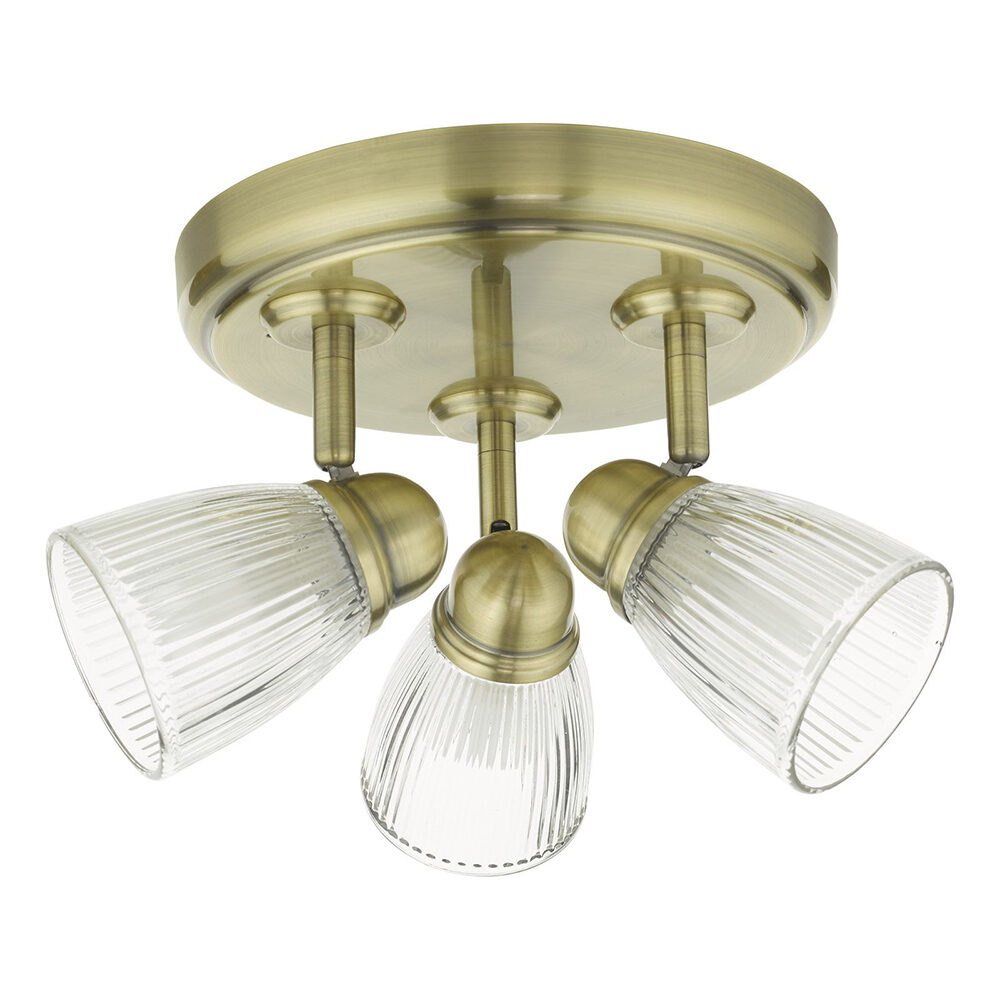 Antique Brass Ribbed Glass Lantern Ceiling