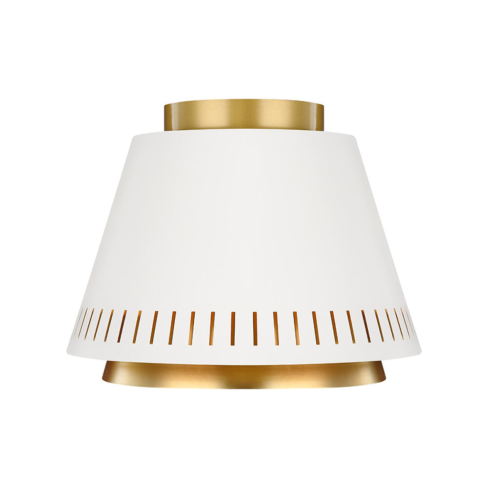 3 Light Antique Brass & Crystal Flush (IP44) Bathroom