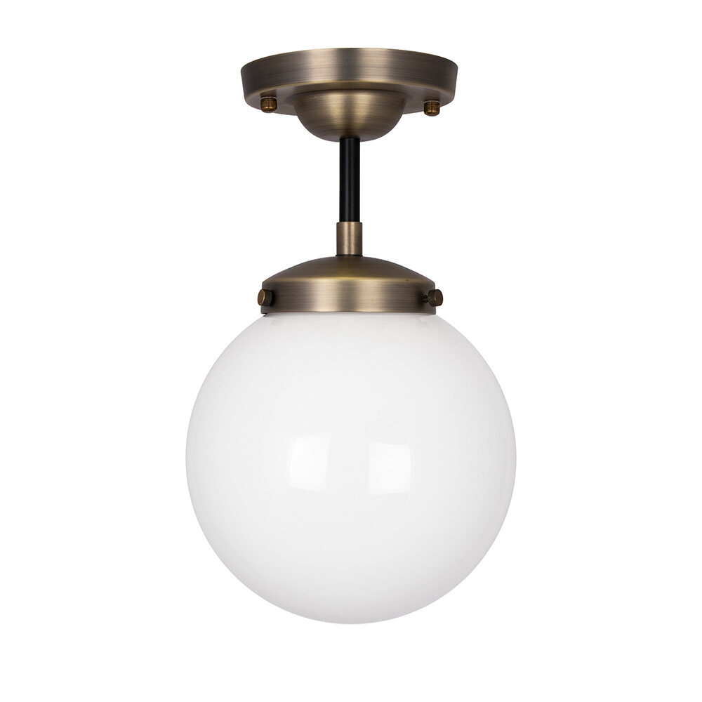 3 Light Antique Brass & Crystal Flush (IP44) Bathroom