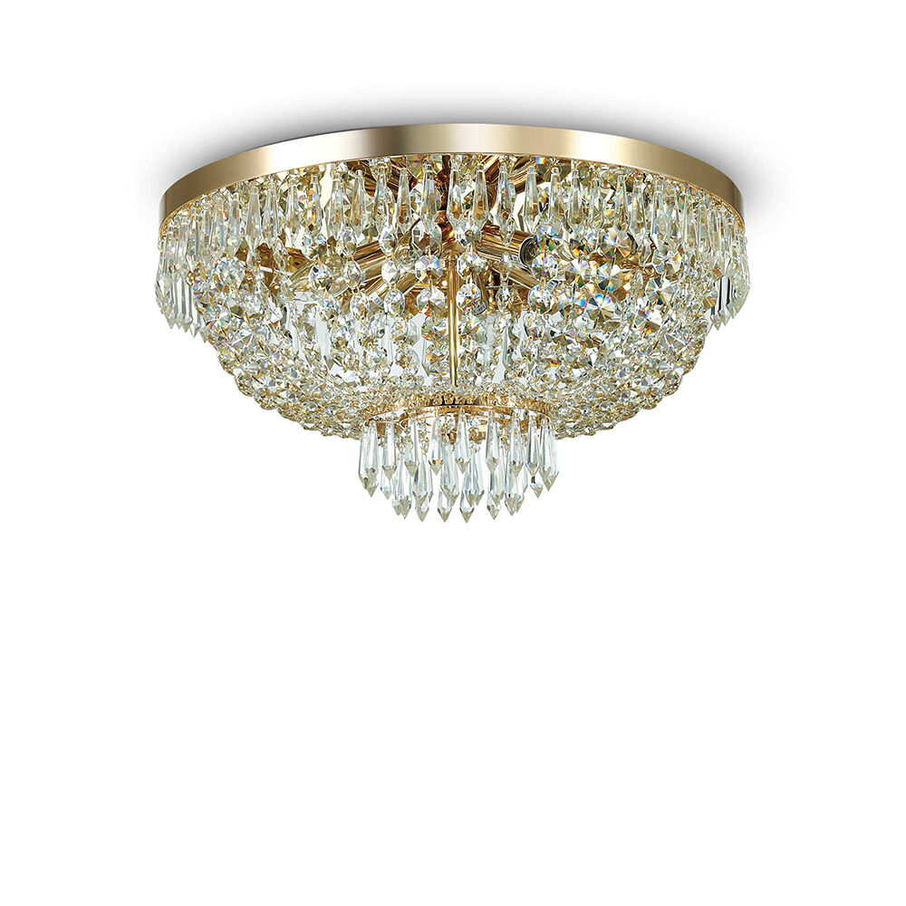 Brushed Gold With Clear Glass Dome Semi-Flush Ceiling