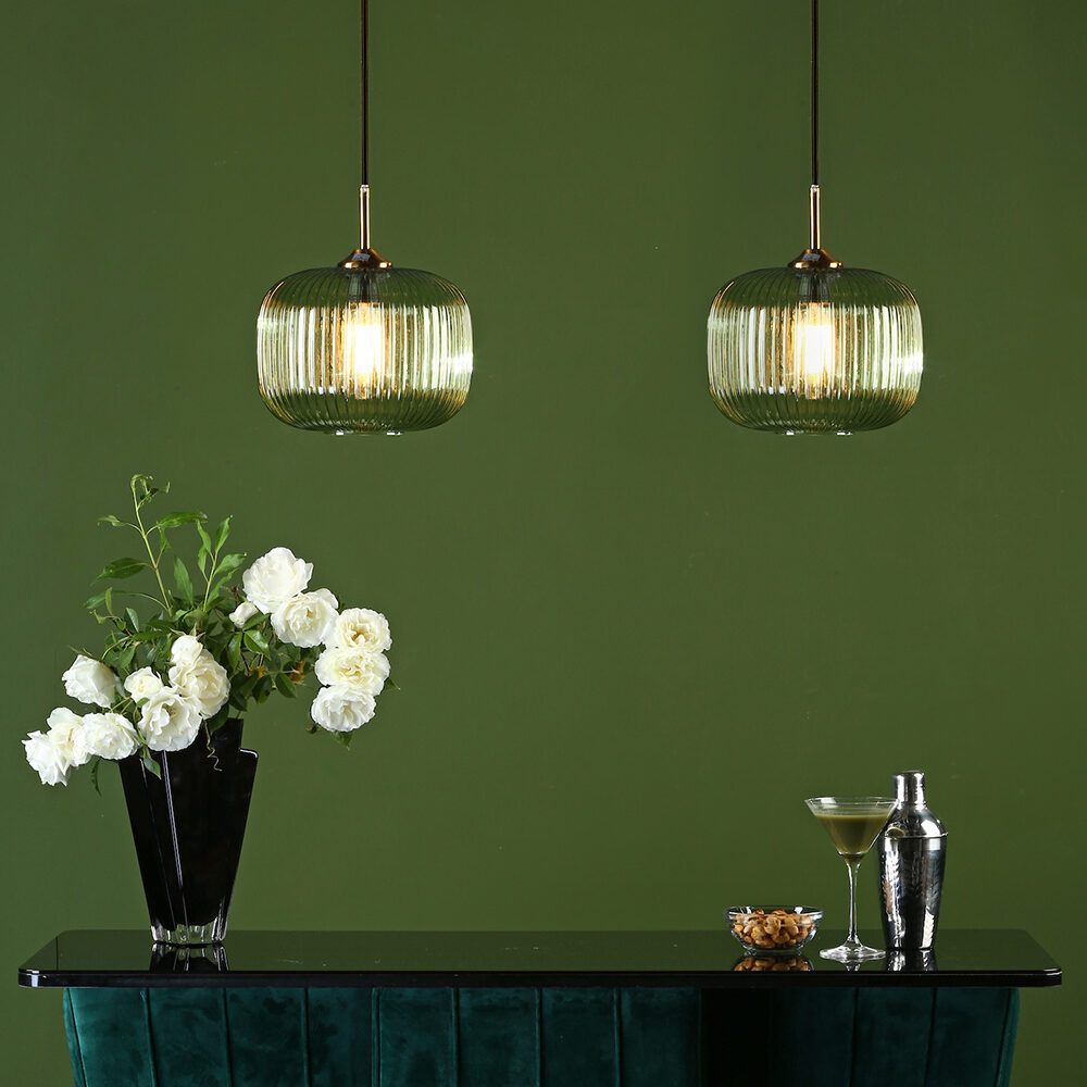Matt Gold Six Light Two Tier Crystal Pendant Ceiling