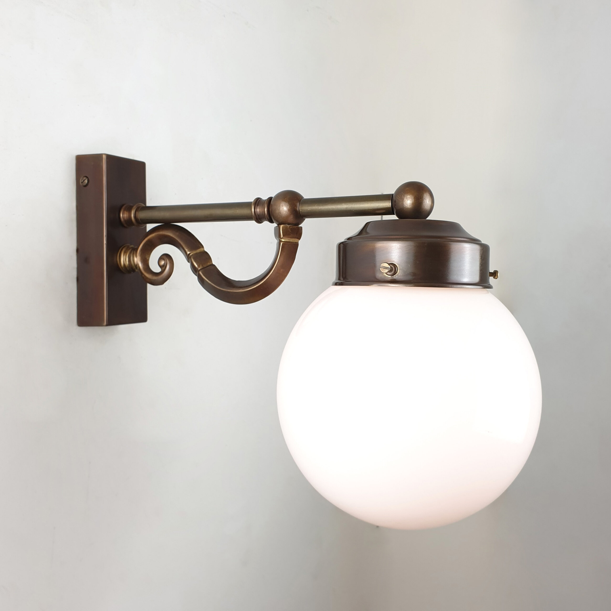 Decorative Scroll Brass Wall Light with Glass Globe Lighting
