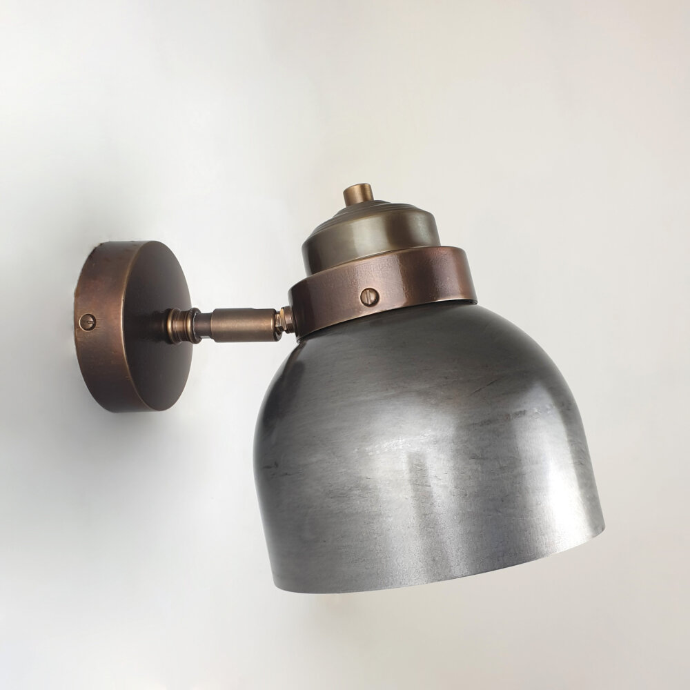 adjustable brass two tone dome wall light