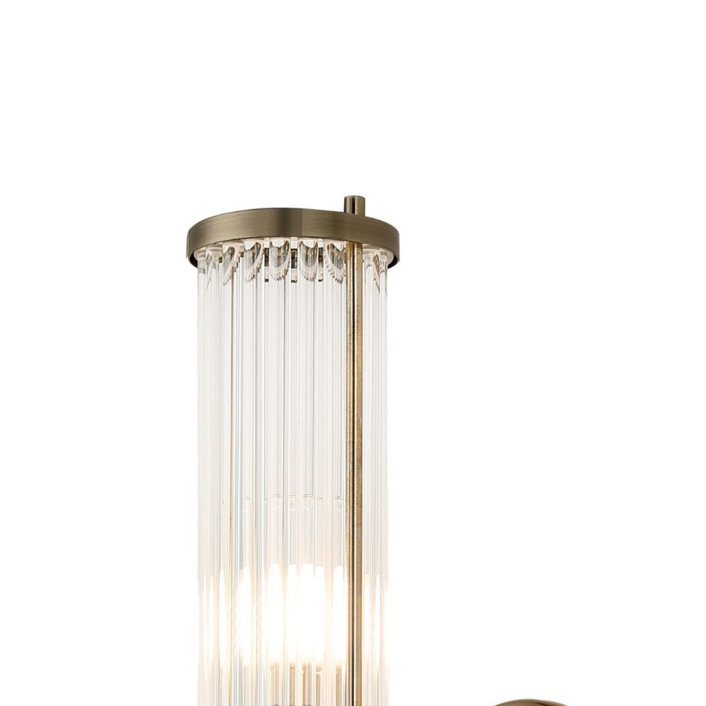 Antique Brass Glass Rod Up & Down Wall Light (IP44) Bathroom