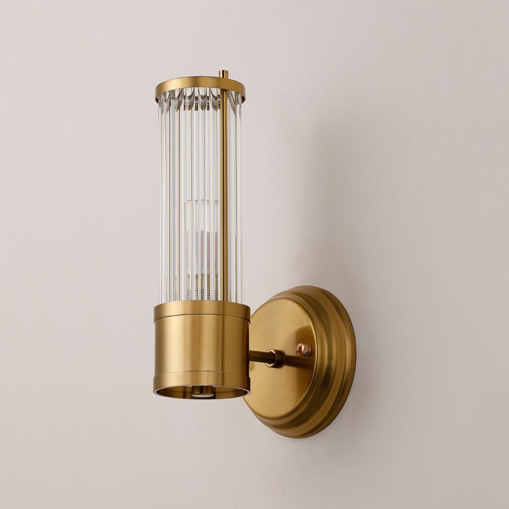 Gold & Glass Rod Floating Wall Light (IP44) Bathroom