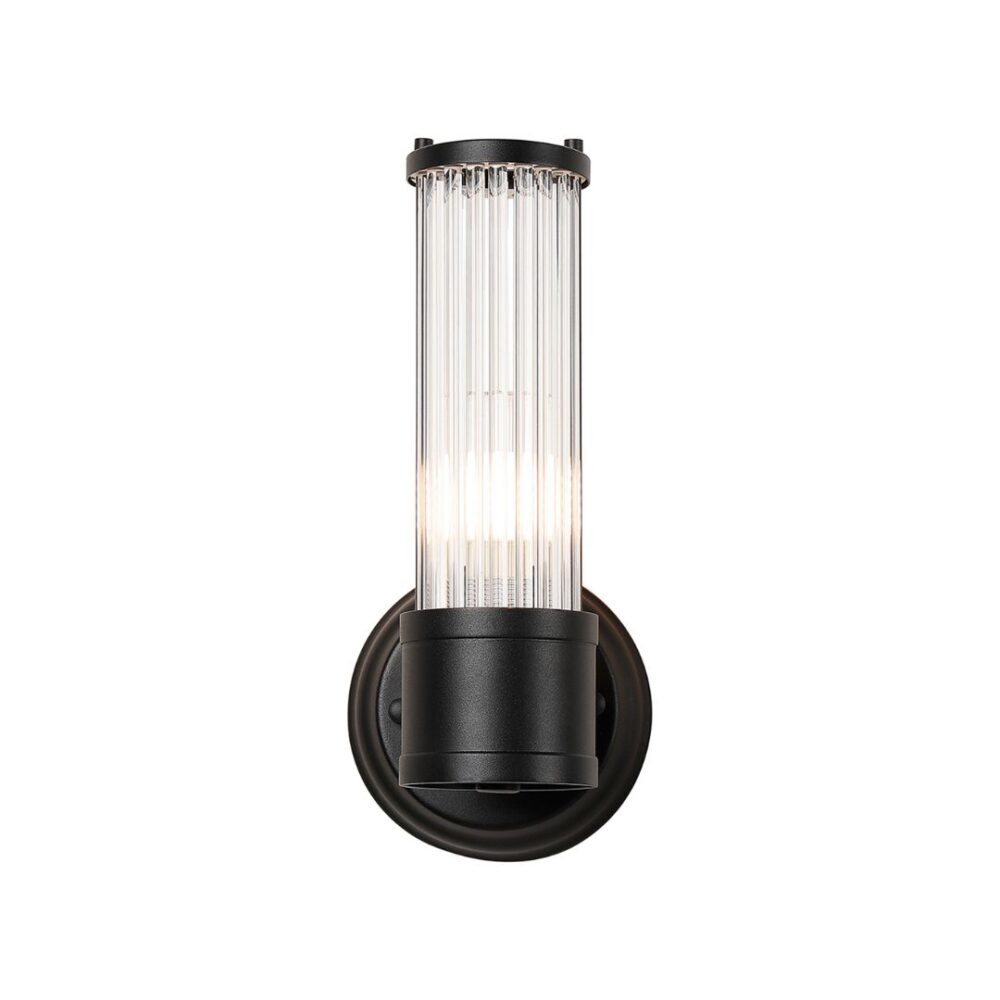 Black & Glass Rod Floating Wall Light (IP44) Bathroom