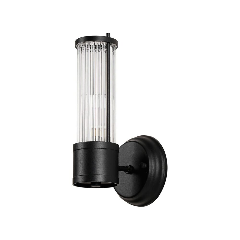 Black & Glass Rod Floating Wall Light (IP44) Bathroom