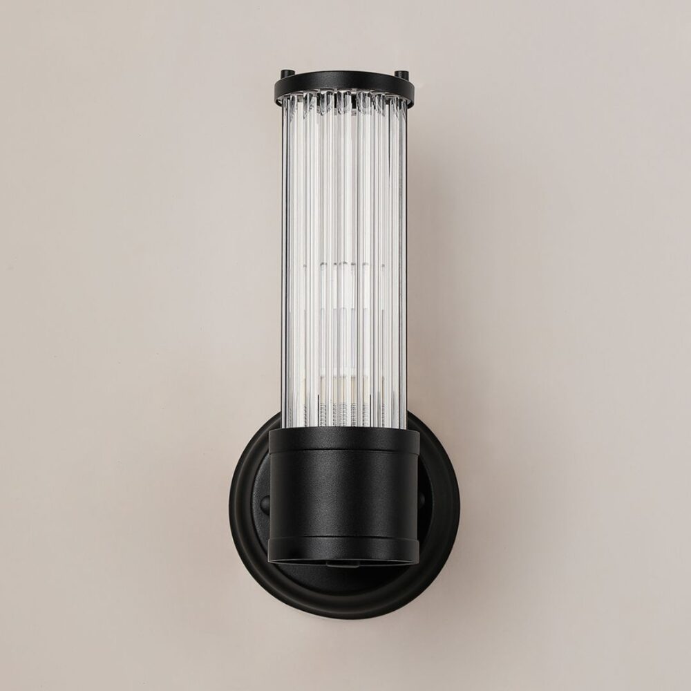 Black & Glass Rod Floating Wall Light (IP44) Bathroom