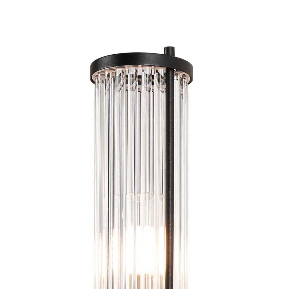 Black & Glass Rod Floating Wall Light (IP44) Bathroom