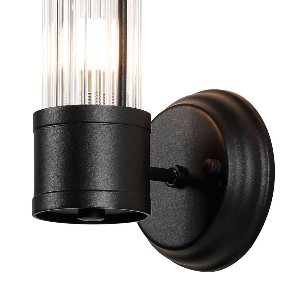 Black & Glass Rod Floating Wall Light (IP44) Bathroom