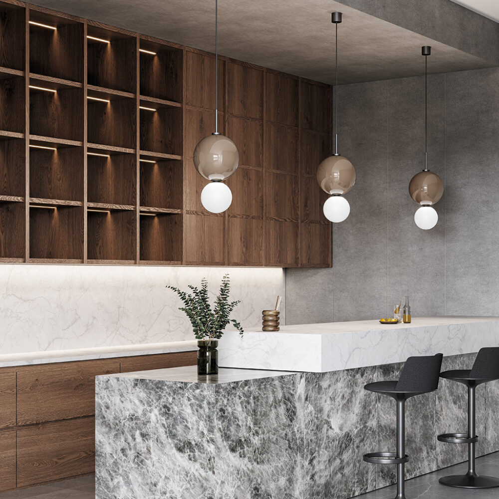 bespoke double stacked marble pendant