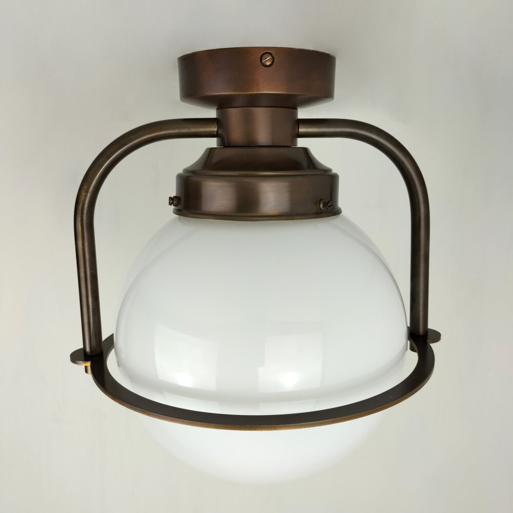brass flush opal globe light