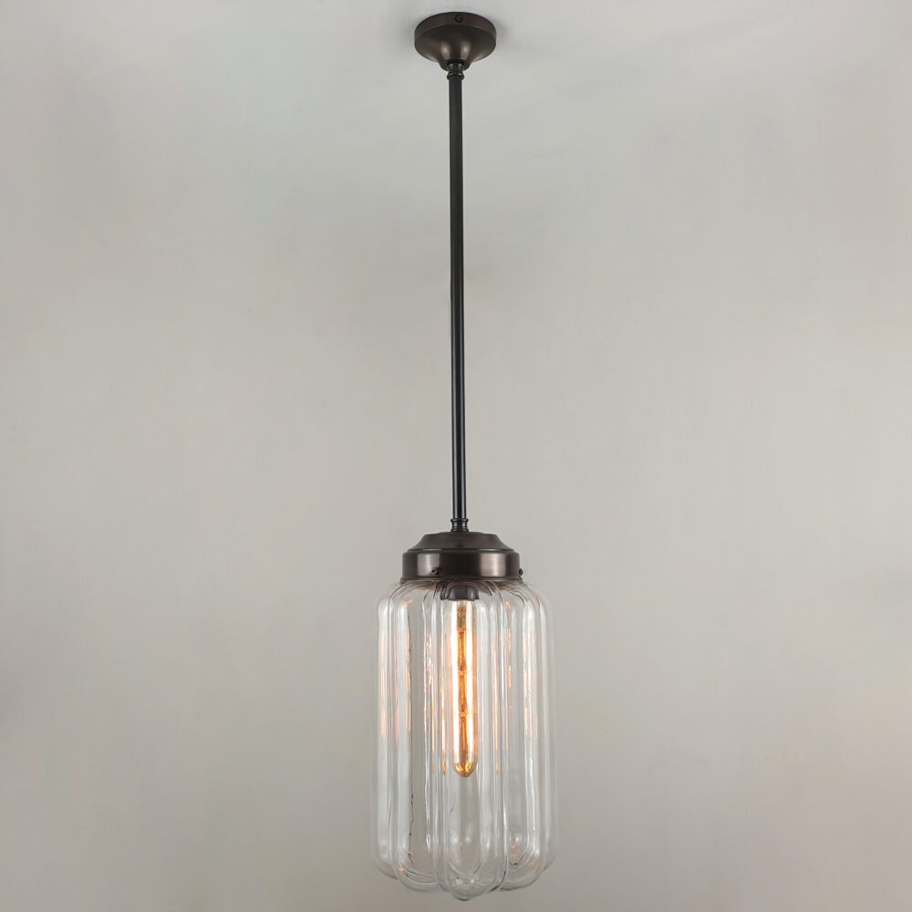 Fixed Rod Pendant with Art Deco Glass Ceiling