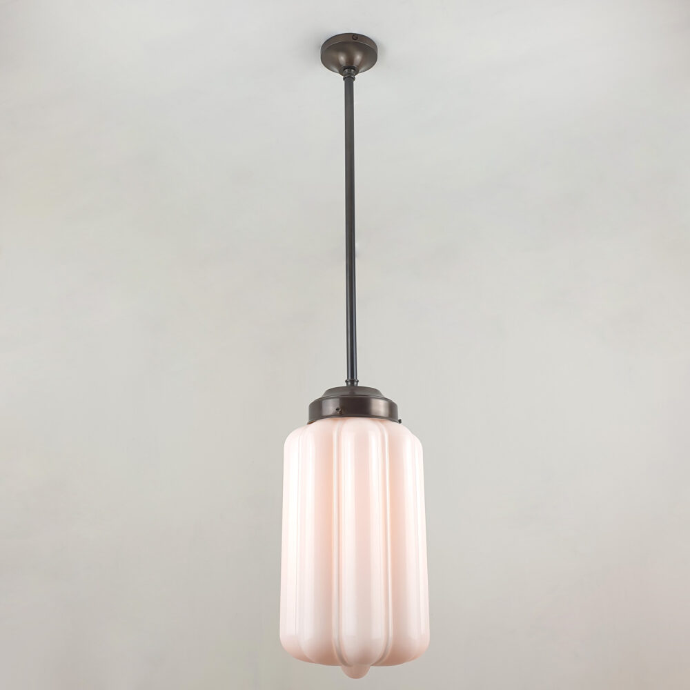 Fixed Rod Pendant with Art Deco Glass Ceiling