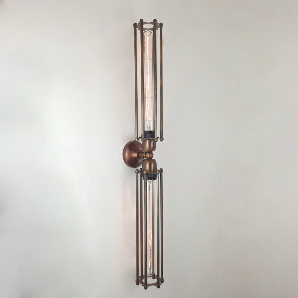 double arm cage wall light