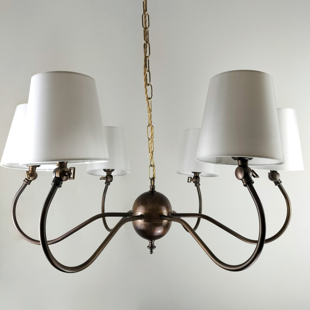 curved arm six light chandelier