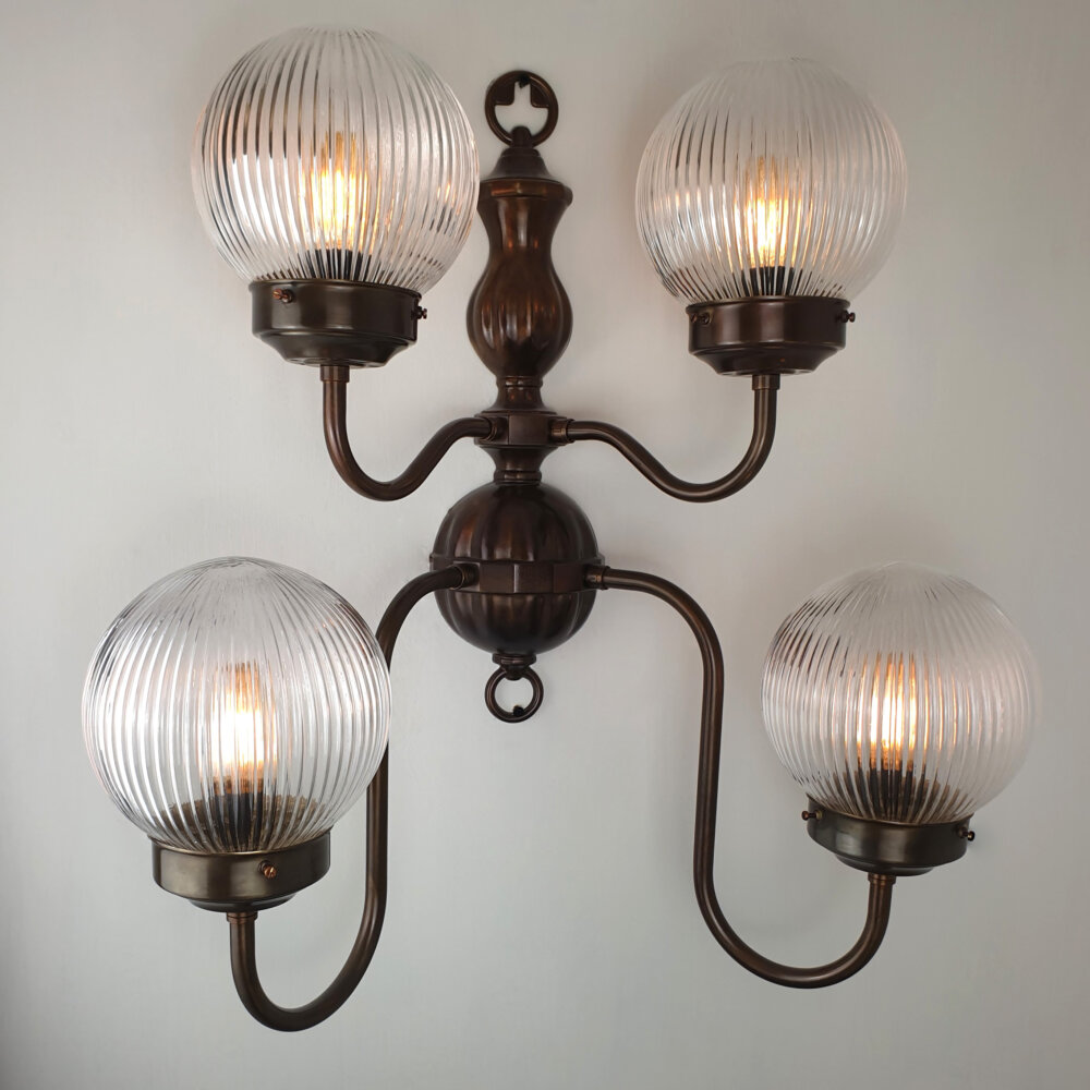 four arm flemish wall light with prismatic glass