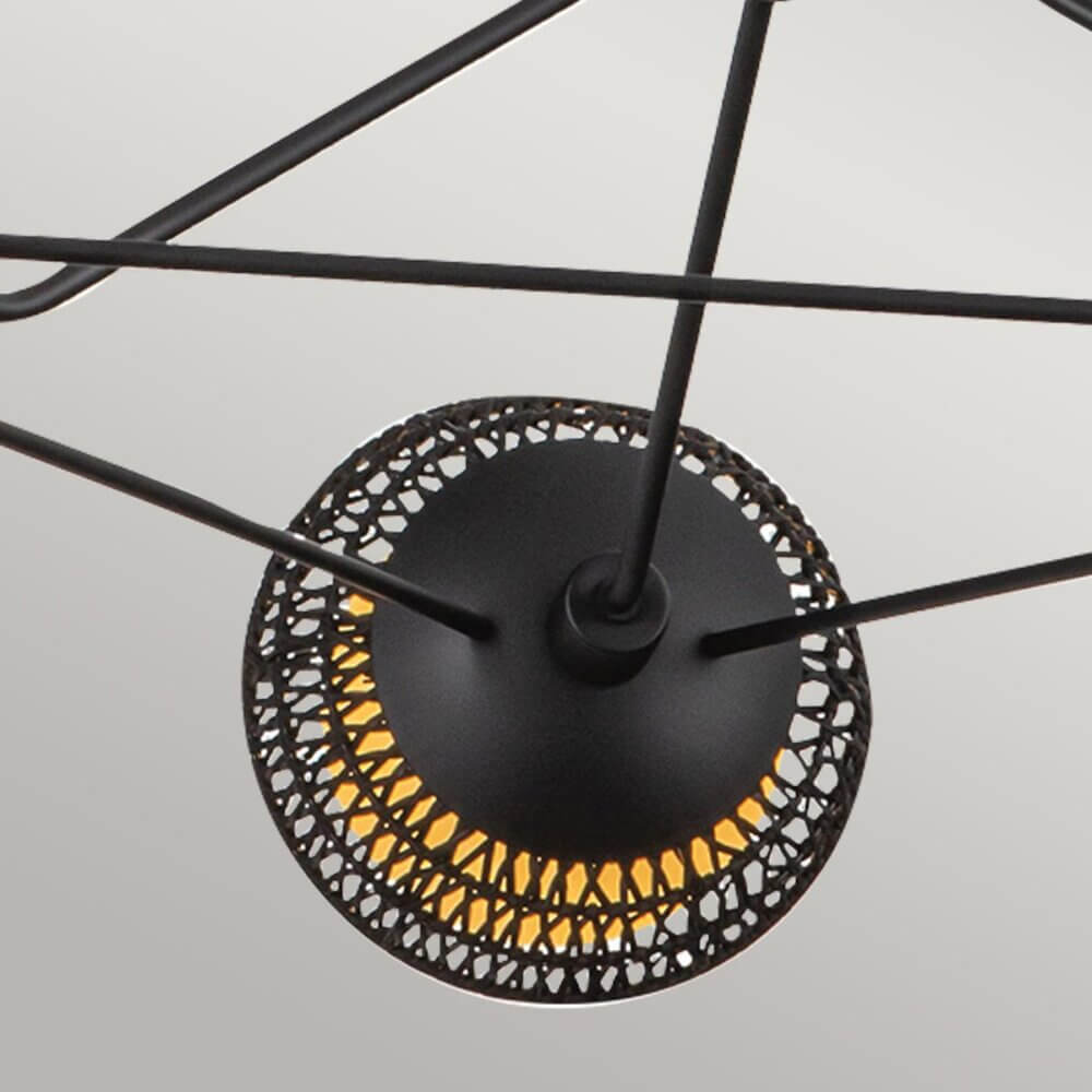 3lt Opal Glass & Matte Black Pendant with Black Rattan Shades Brochure
