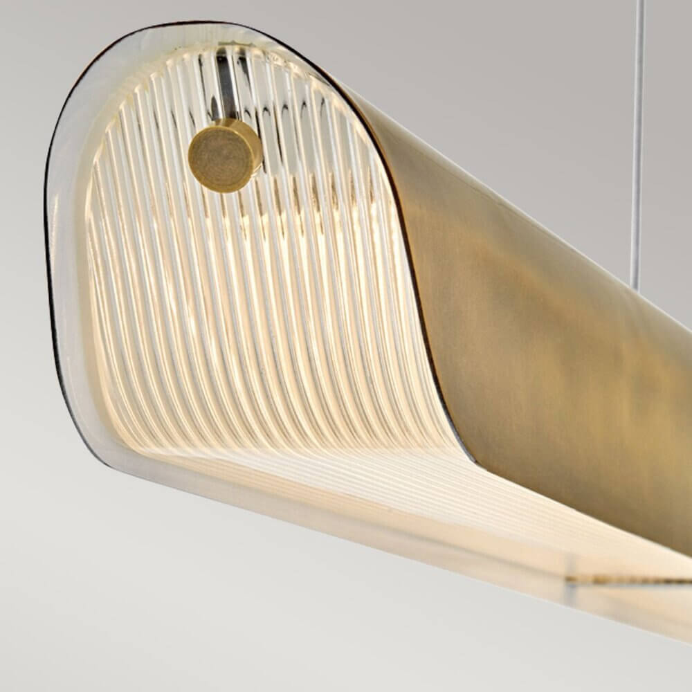 Heritage Brass With Ribbed Glass Undersurface Linear Pendant Brochure