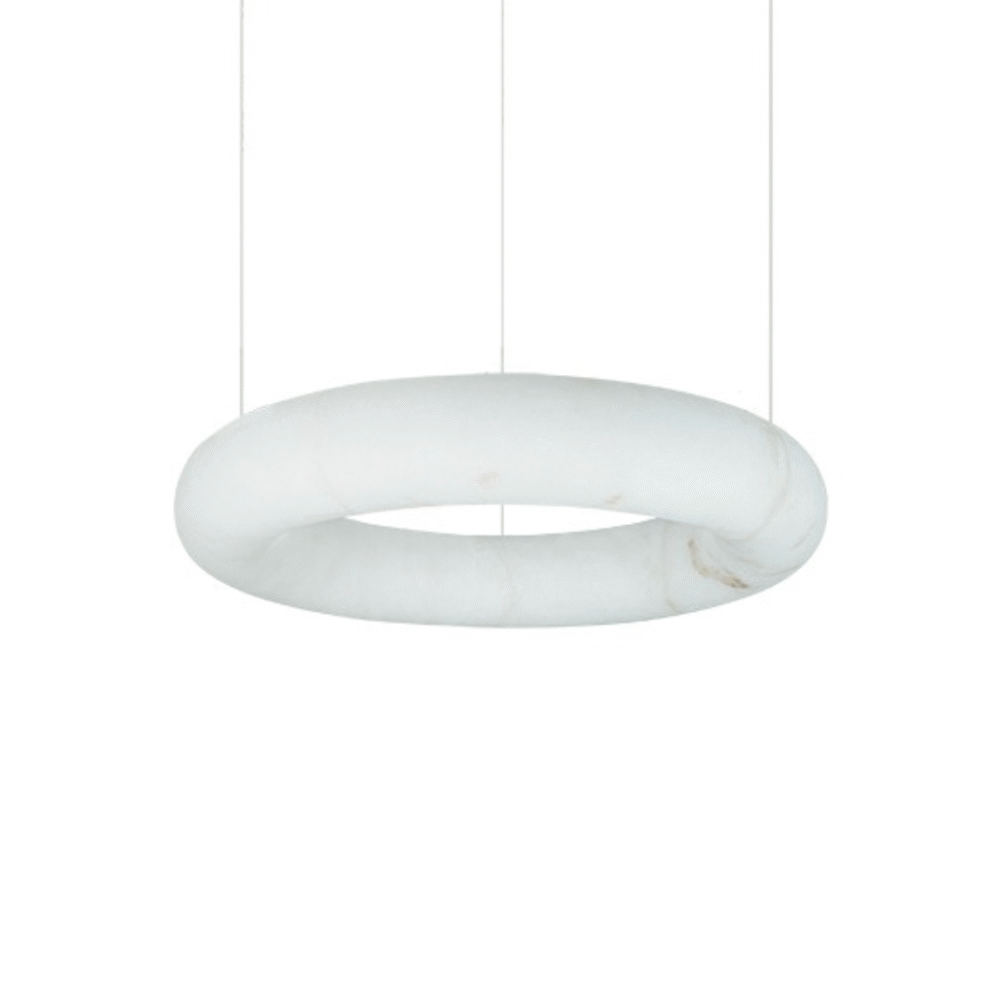 Alabaster & Bronze Round Pendant 490mm Ceiling