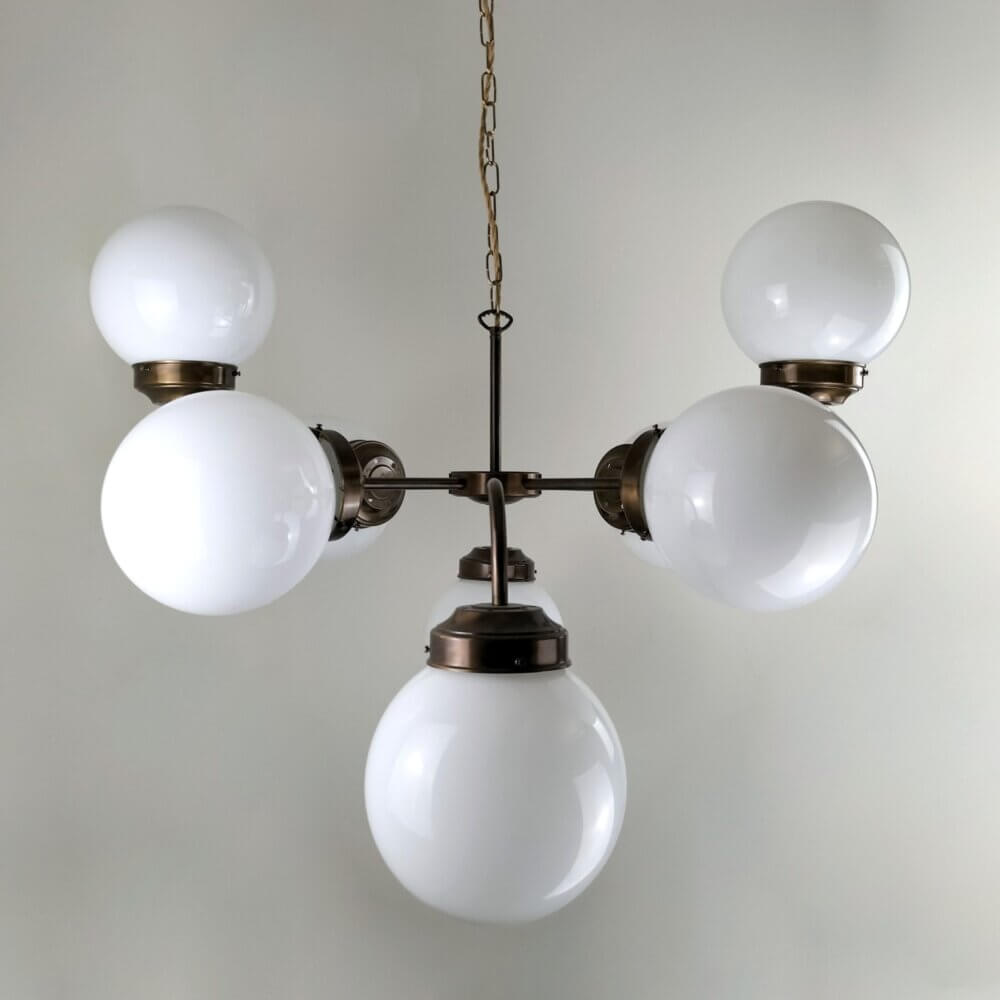 Antique Brass Opal Globe Fitting Ceiling