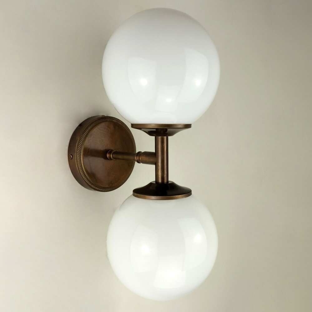 Satin Brass & White Opal Globes Chandelier Chandeliers