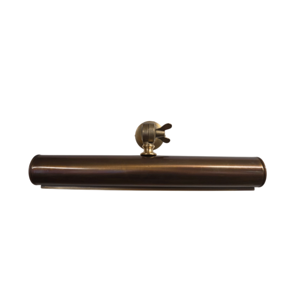 Raw Brass with Antique Brass Reeded Arm Picture Light Picture Lights