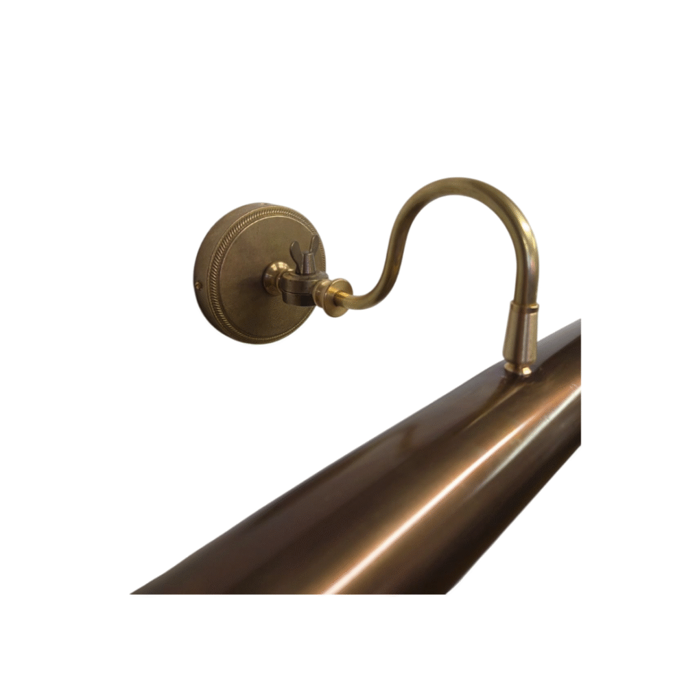 Raw Brass & Antique Brass Swan Neck Picture Light Picture Lights