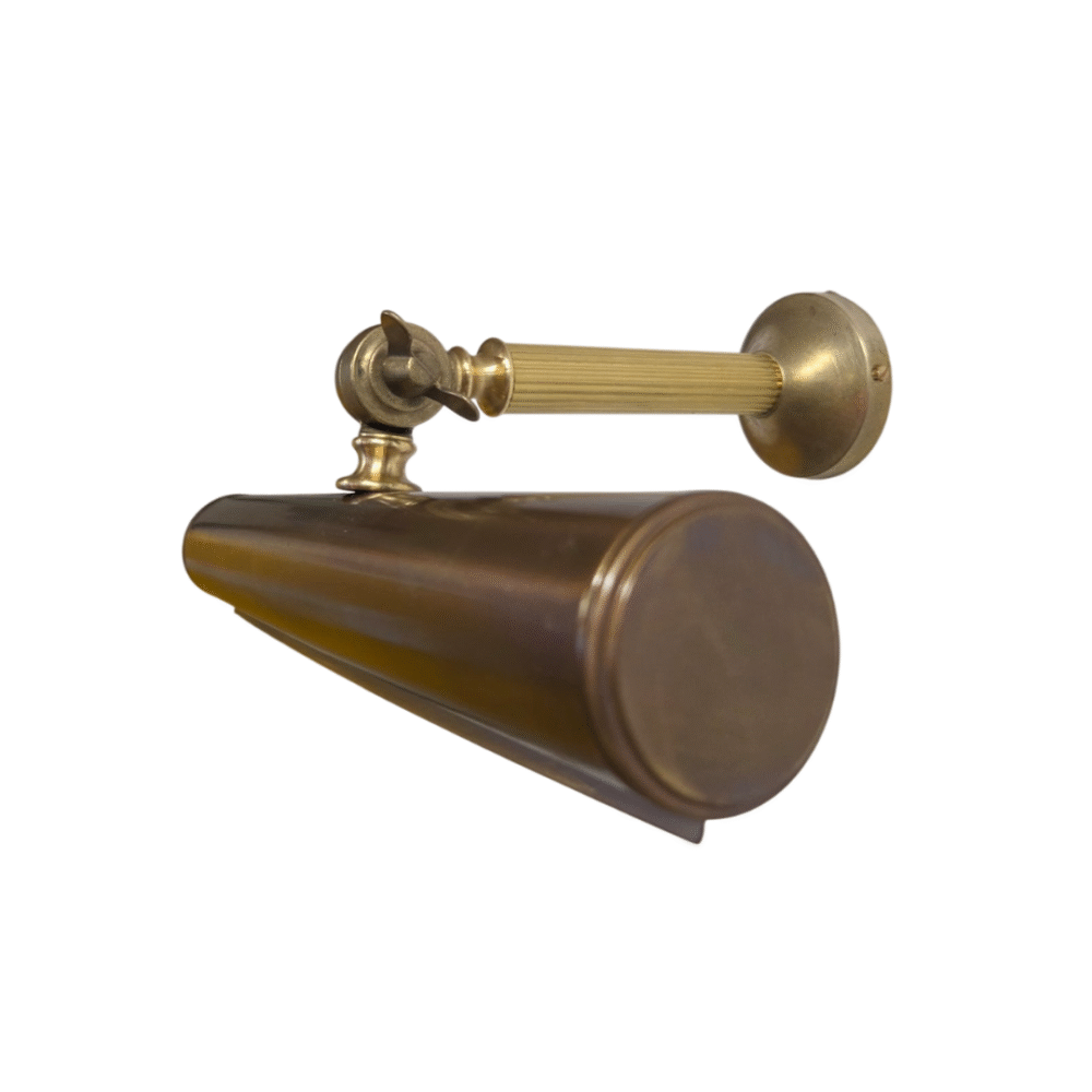 Raw Brass with Antique Brass Reeded Arm Picture Light Picture Lights