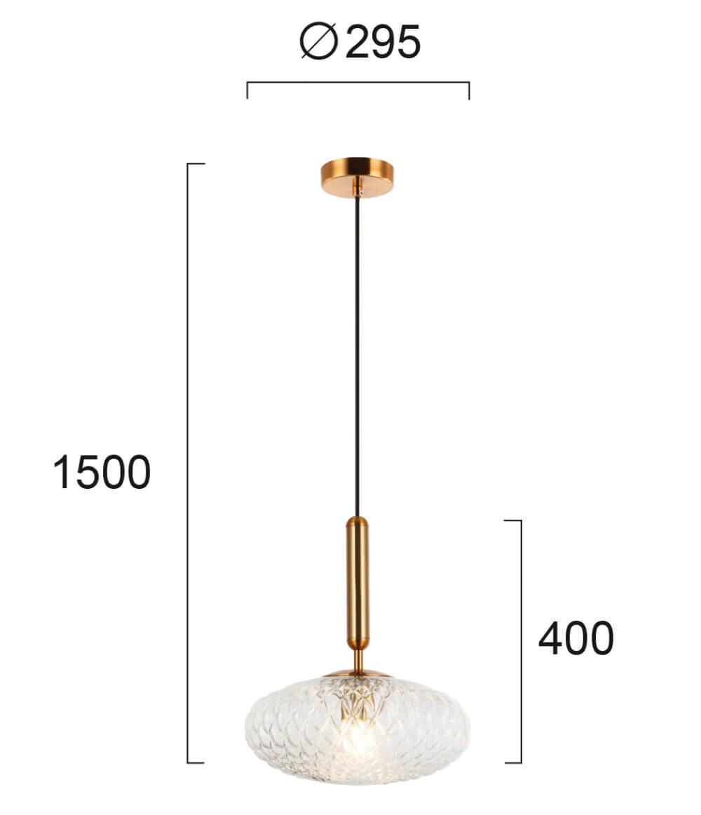 Gold with Clear Glass Suspended Pendant Light Ceiling