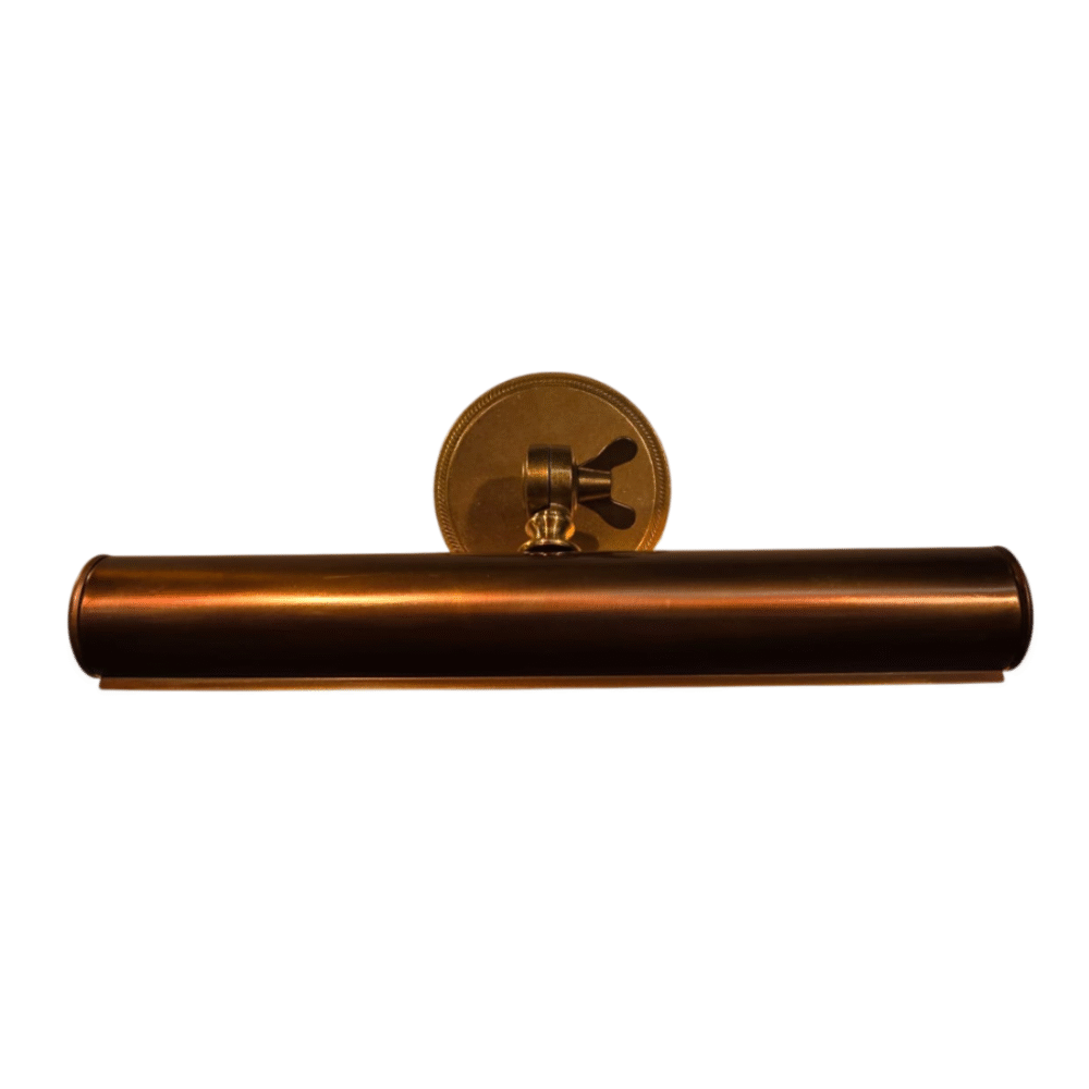 Raw Brass with Antique Brass Reeded Arm Picture Light Picture Lights