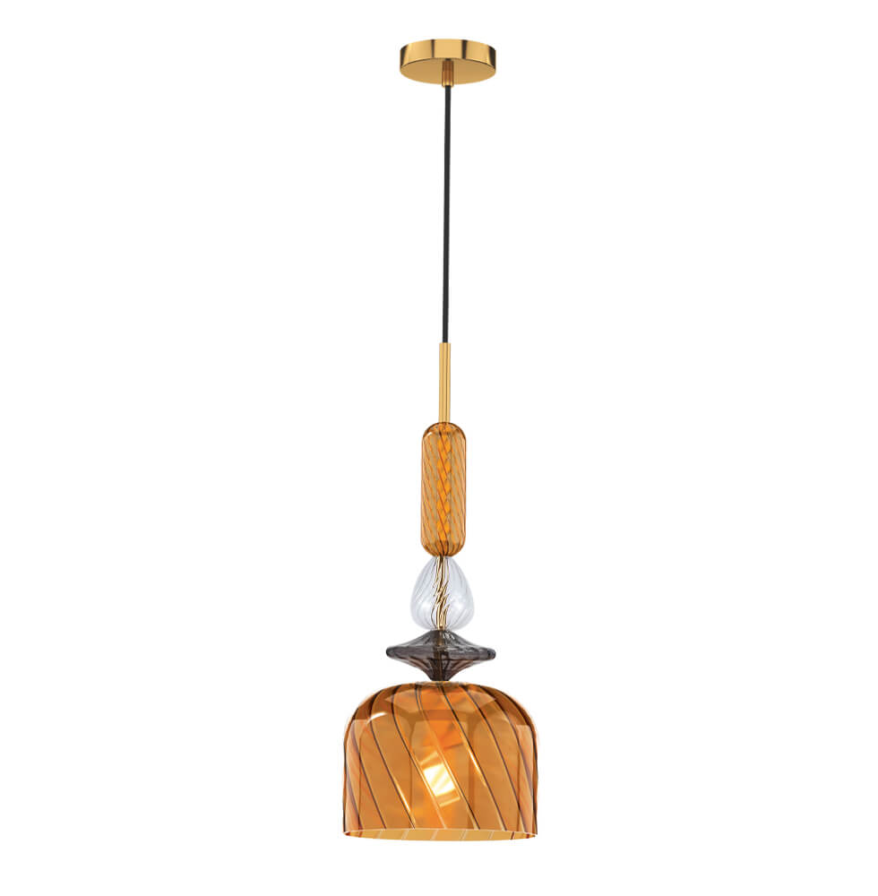 Brass Pendant Light With Prismatic Cone Shade Lighting
