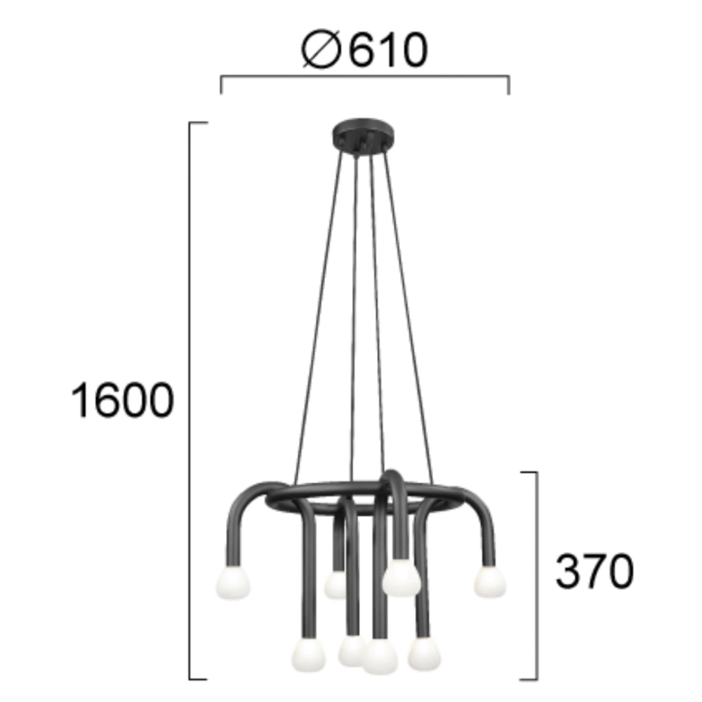 Black Suspended 8 Light Ceiling