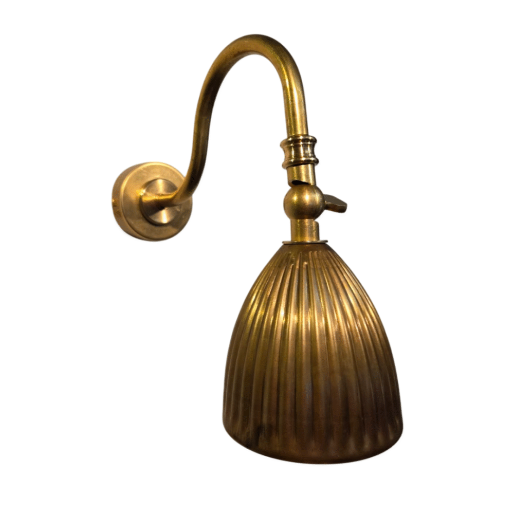 Raw Unlacquered Ribbed Brass Adjustable Wall Light Poster Lights