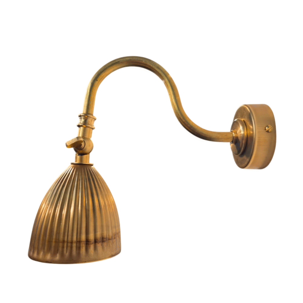 Raw Unlacquered Ribbed Brass Adjustable Wall Light Poster Lights