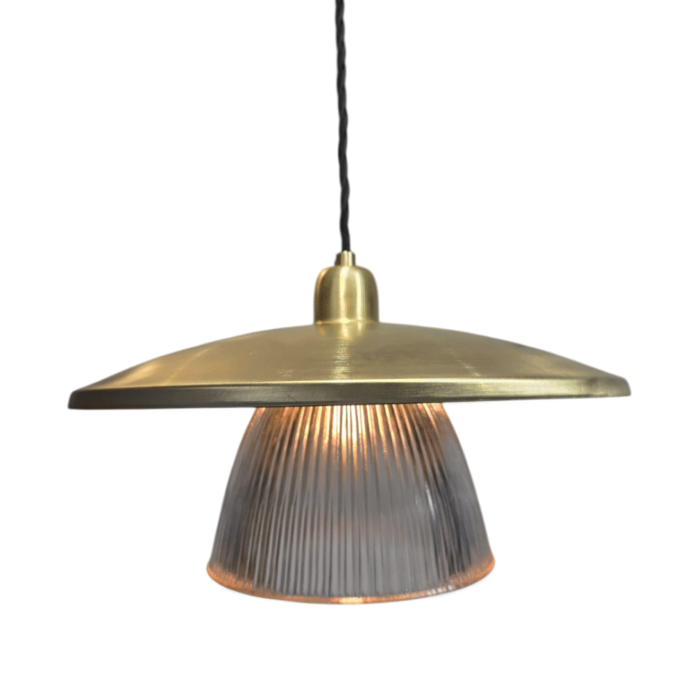 Brass Pendant Light With Prismatic Cone Shade Lighting