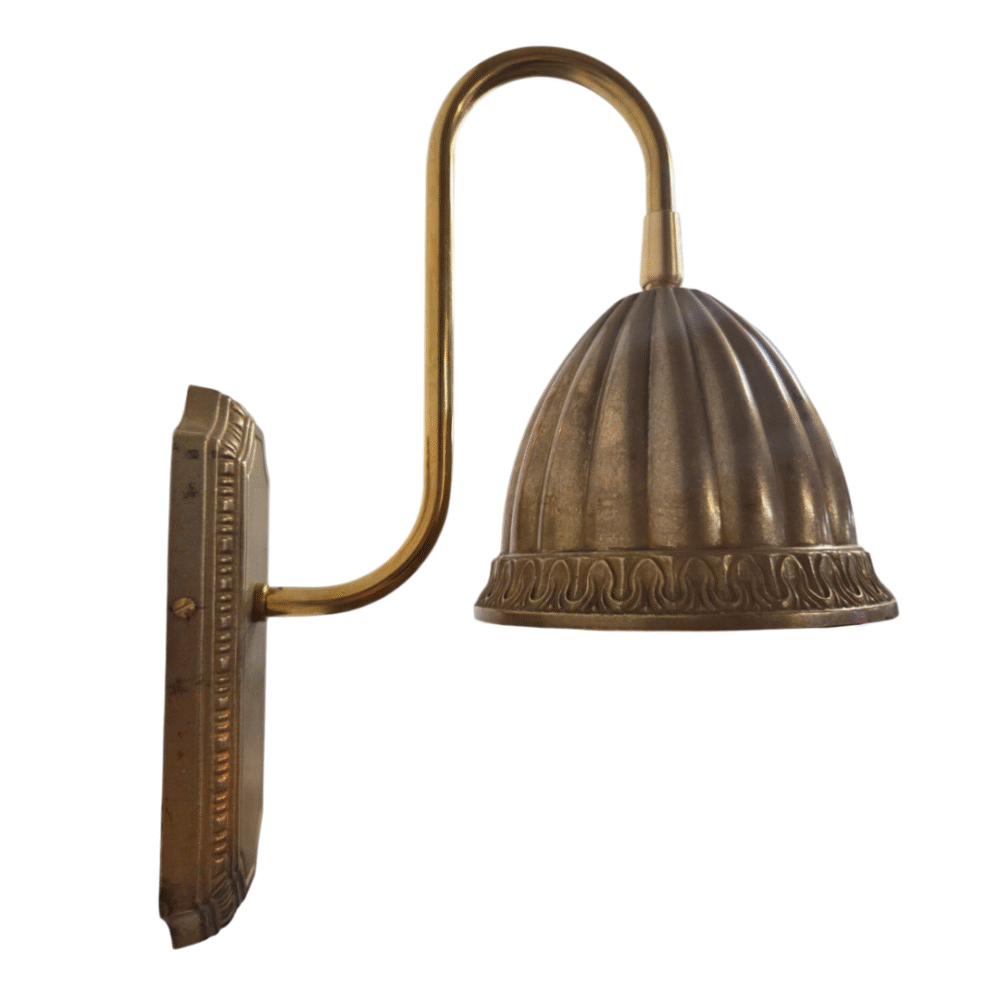 Mini Brass Wall Light With Ribbed Cone Shade Wall Lights