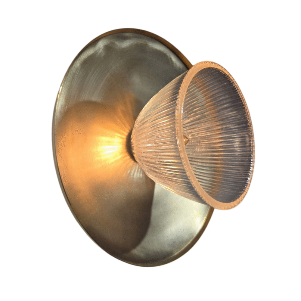Brass Wall Light With Prismatic Cone Shade Lighting