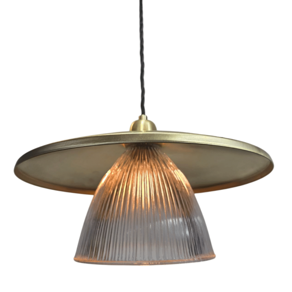 Brass Pendant Light With Prismatic Cone Shade Lighting
