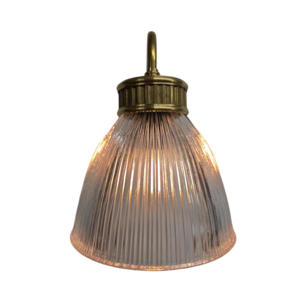 Brass Wall Light With Decorative Ribbed Shade Wall Lights