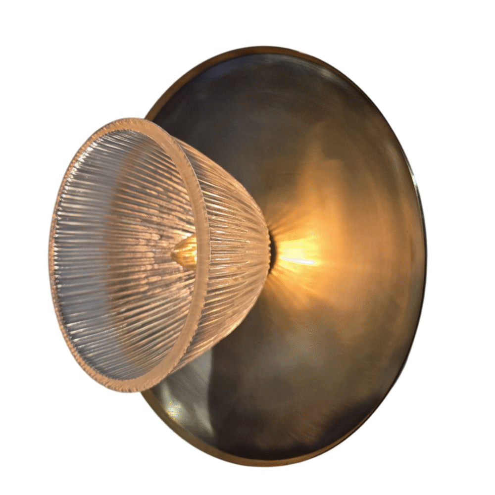 Brass Wall Light With Prismatic Cone Shade Lighting