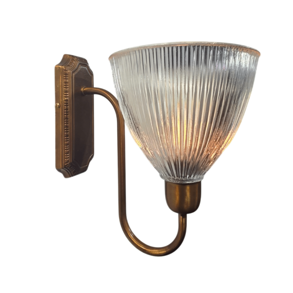 Brass Wall Light With Prismatic Cone Shade Lighting