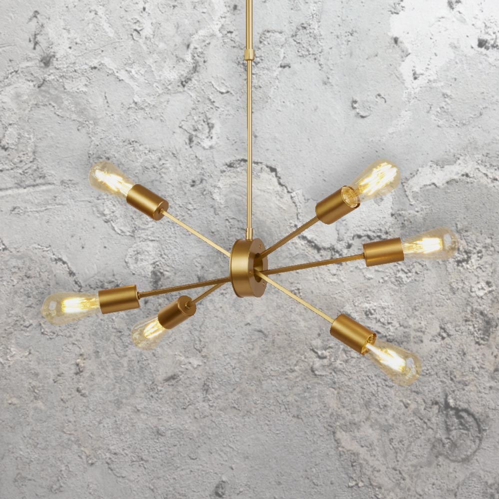 Gold 6 Light Pendant Cl 38575 E2 Contract Lighting Uk