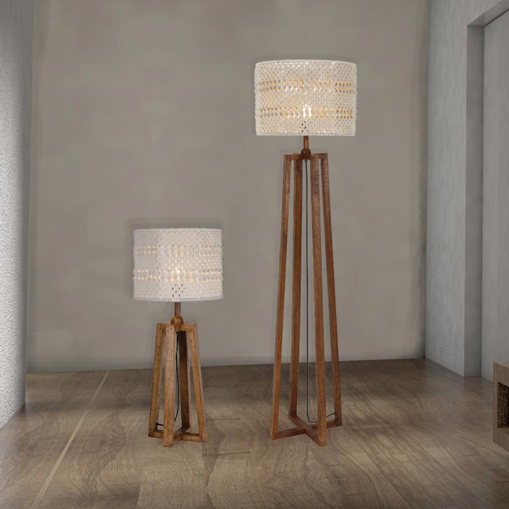 Wooden Floor And Table Lamp Set Cl 34037 E2 Contract Lighting Uk