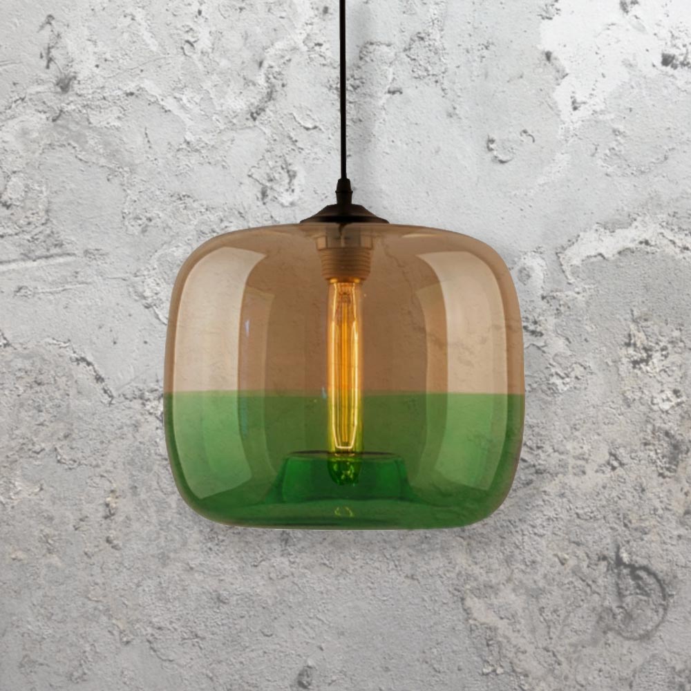 Green Glass Pendant Lights amber green glass pendant light