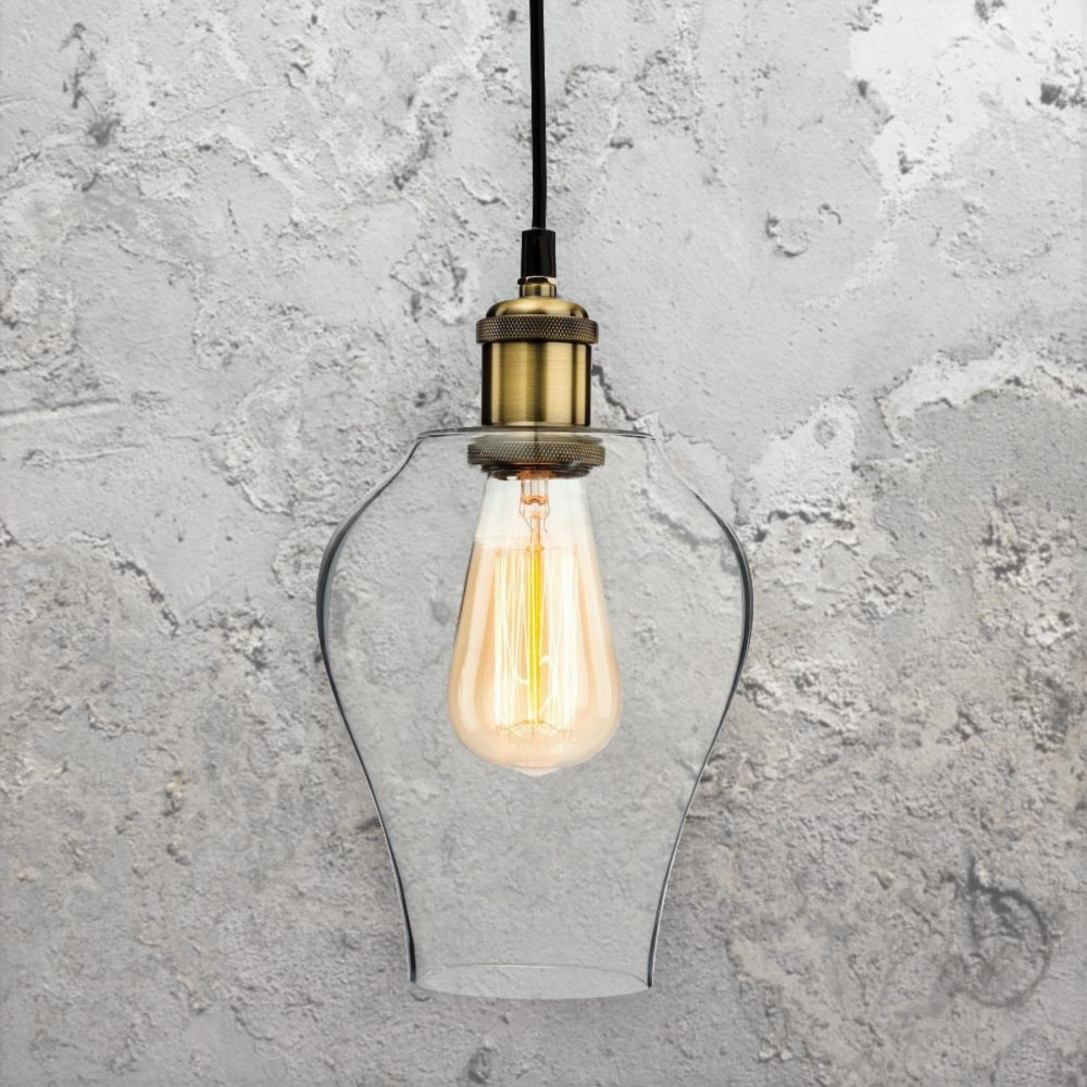 Antique Brass Clear Glass Pendant Light 36781 | E2 ...